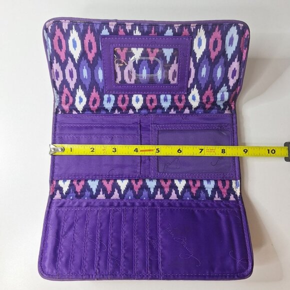 Vera Bradley Lilac Tapestry Purple Paisley Pattern Wallet Clutch Magnetic Trifol - Picture 4 of 8